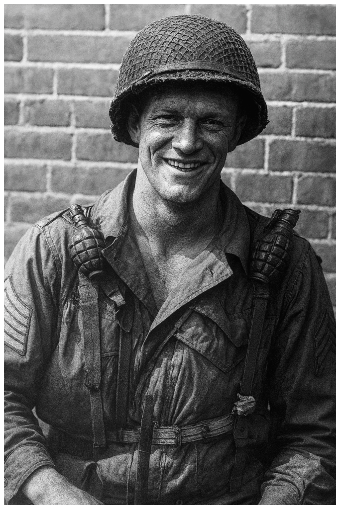 David Kenyon Webster PFC portrait, 506th Parachute Infantry Regiment Digitally Restored