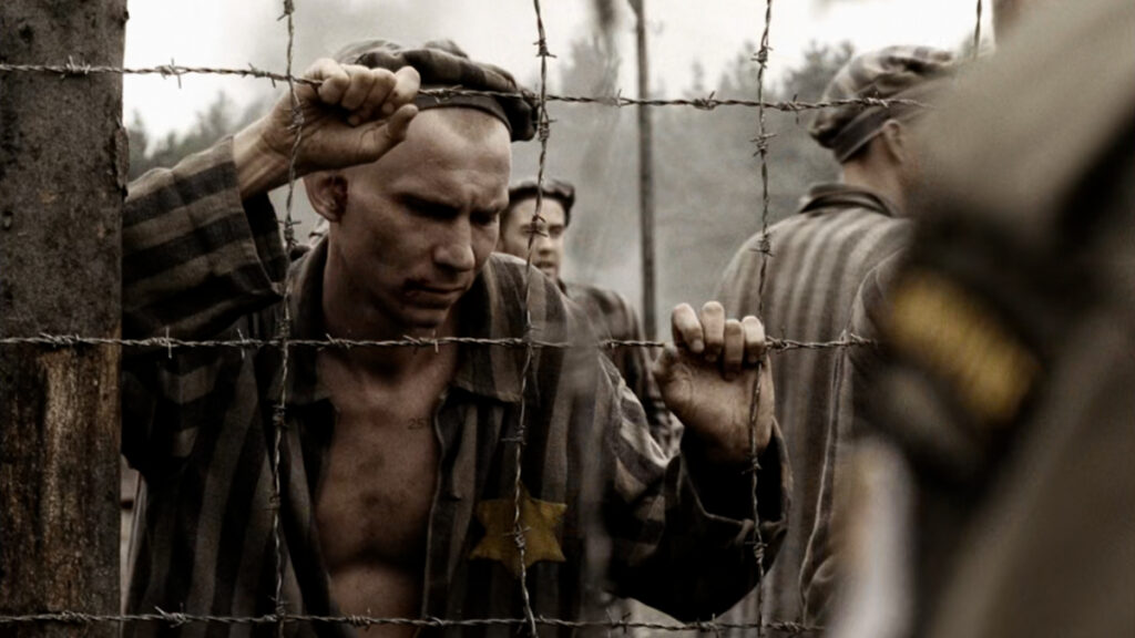 Band of Brothers Episode 9 Why We Fight scene showing Easy Company soldiers discovering concentration camp prisoners