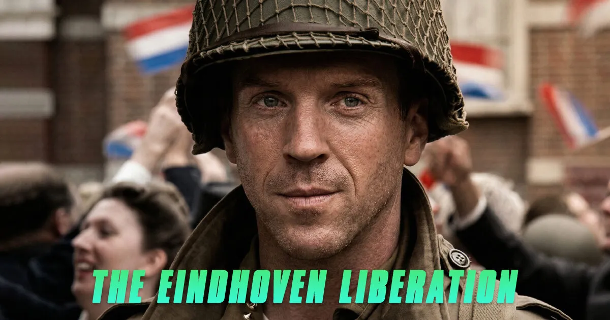 Damian Lewis as Dick Winters during the Eindhoven liberation scene in Band of Brothers Episode 4 Replacements