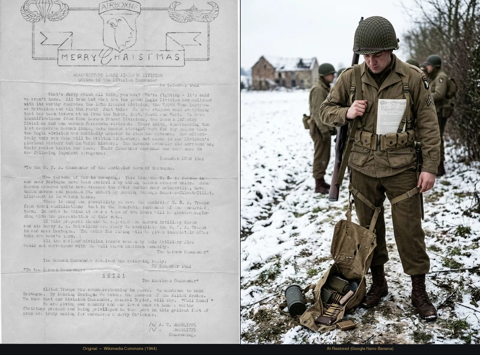 D-Day Paratroopers — Scanned in image of copy of the letter sent to soldiers of the 101st Airborne Division during the (befor