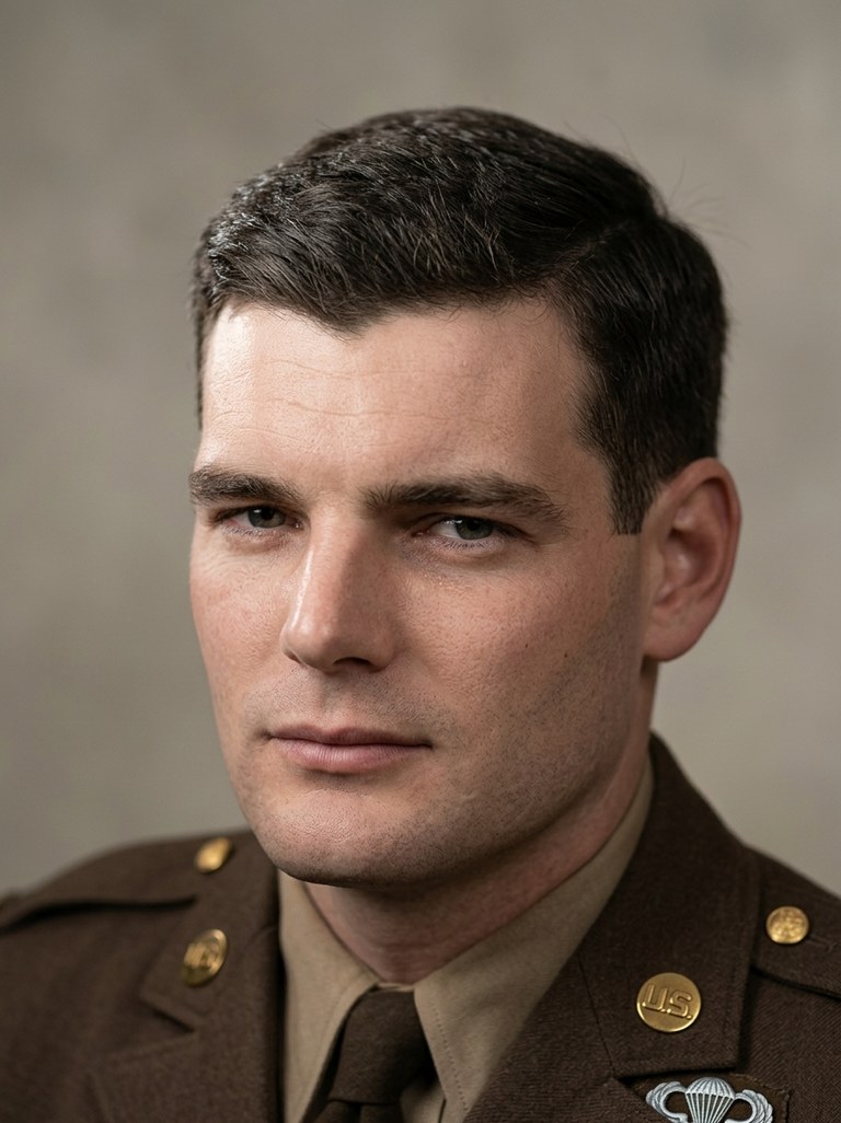 Captain Lewis Nixon III Easy Company AI-restored color portrait