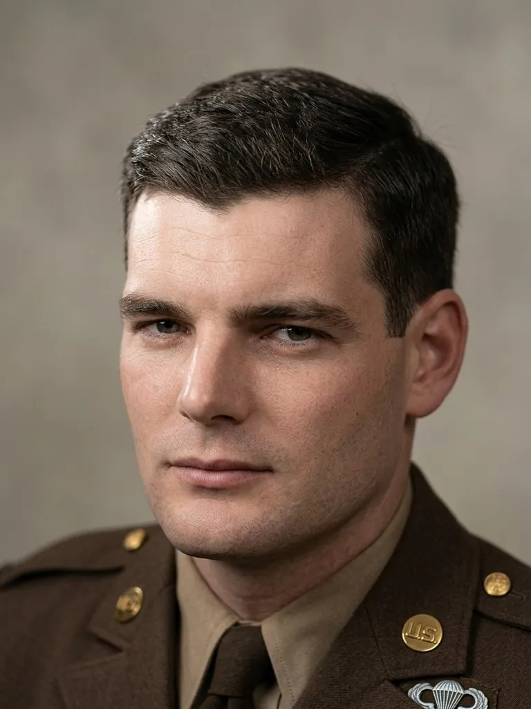Captain Lewis Nixon III Easy Company AI-restored color portrait