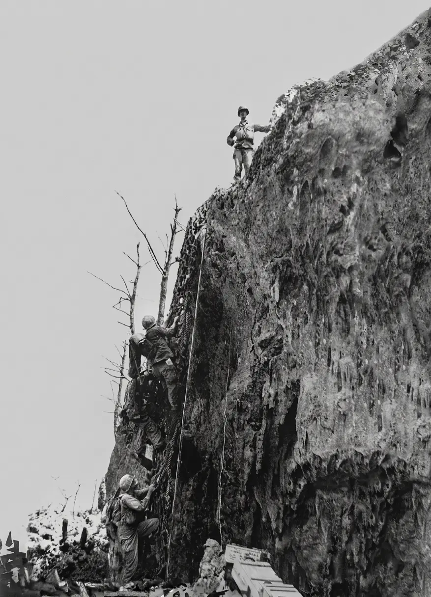 Maeda Escarpment known as Hacksaw Ridge during the Battle of Okinawa May 1945 where Doss saved 75 wounded soldiers
