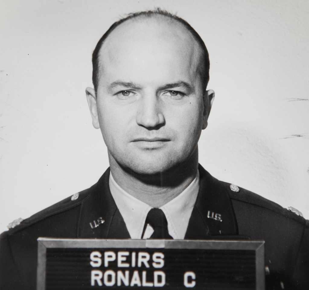 Captain Ronald C. Speirs official US Army record photograph with his name placard