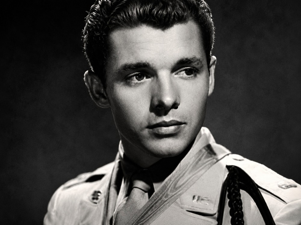 Portrait of Audie Murphy in US Army uniform, who rose from a poor Texas sharecropping family to the most decorated soldier of WW2