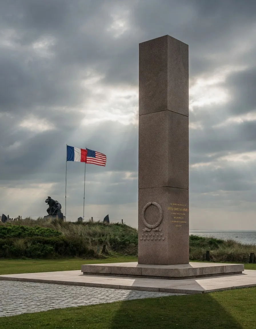 U.S. monument at Utah Beach, Normandy, where the four German guns at Brécourt Manor were firing on Causeway 2 on D-Day