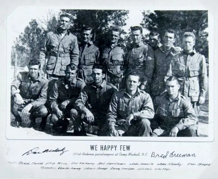 Easy Company paratroopers, 101st Airborne, in the We Happy Few photo at Camp Mackall